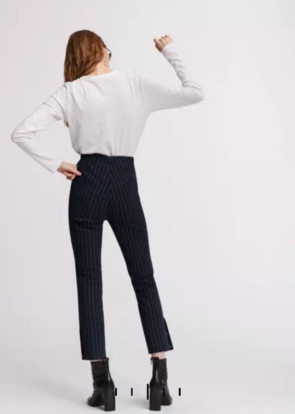 Rag & Bone Women's Simone Pant Navy Striped Cropped High Rise Business Casual 8